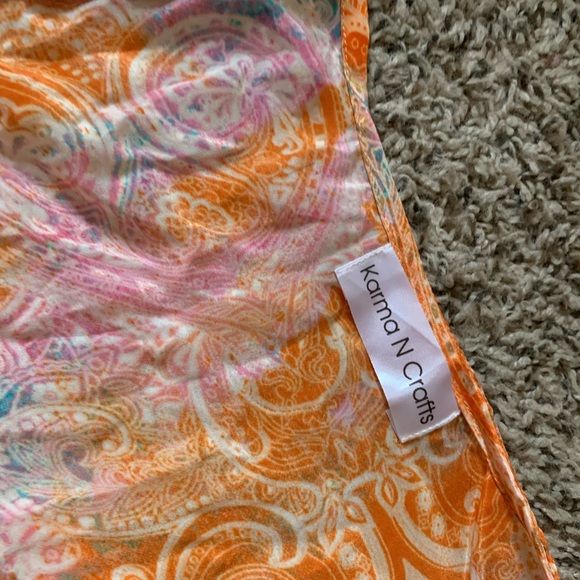 orange pink and gold flowy boho hippie 2 piece set - Picture 4 of 5